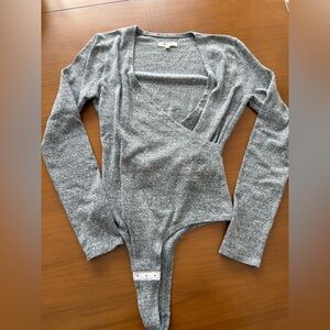 MADEWELL Wrap Thong Bodysuit M‎ Heather Smoke